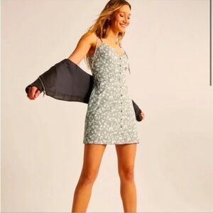 Abercrombie & Fitch Sage Green Floral Tie Strap Mini Dress Size M